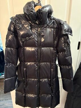 NWOT Worn Once SAM. Soho Belted Down Mid-Length Puffer Jacket Black Size S